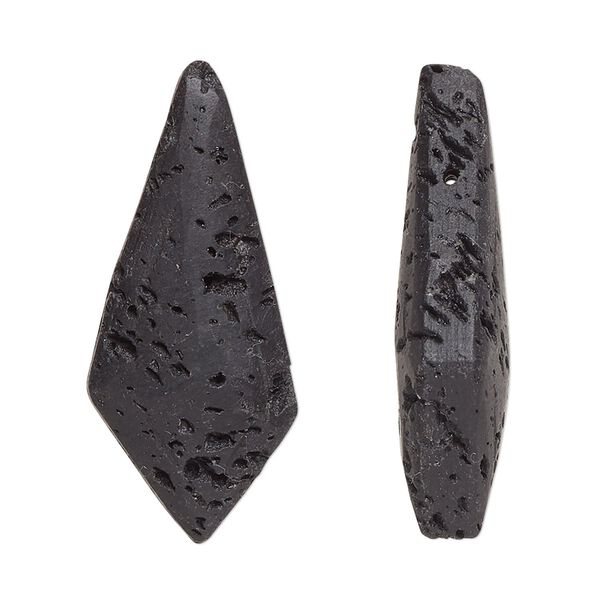 Lava rock 1pkg2, top-drilled kite focal 35x15.5mm image number 0