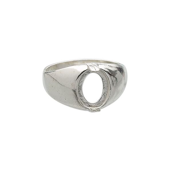 Ring, sterling silver, 10x8mm 2-prong oval setting, size 11. Sold individually. image number 0