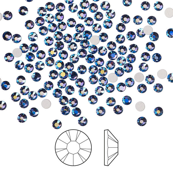 Flat back 144pk blue violet AB foil back, Preciosa MAXIMA Czech crystal rhinestone 2.3-2.5mm chaton rose round SS8 image number 0