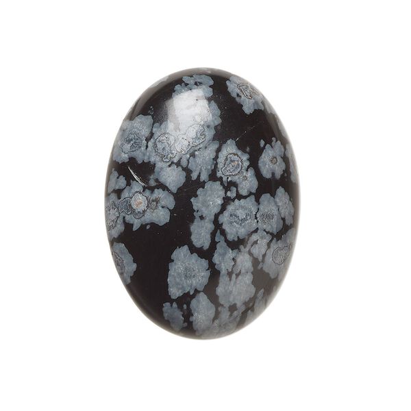 Snowflake obsidian 1pkg2, calibrated oval cab natural 25x18mm image number 0