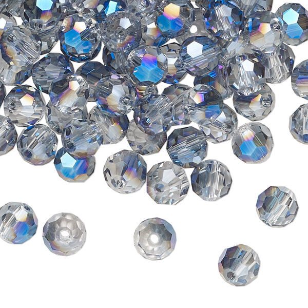 Bead, glass, translucent crystal light blue, 6mm faceted round. Sold per pkg of 144 (1 gross). image number 0