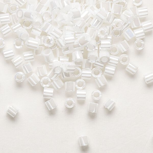 Seed bead, Delica®, glass, pkg/50g, #8 round, opaque luster white pearl (DBL-0201). image number 0