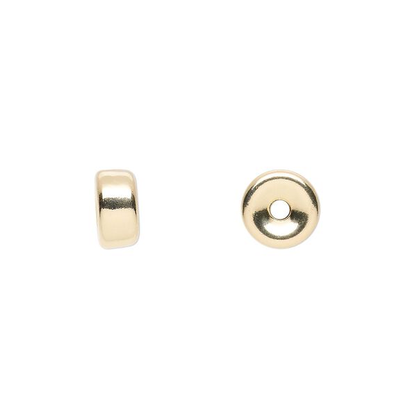 Bead, 14Kt gold-filled, 8x4mm smooth rondelle. Sold per pkg of 10. image number 0