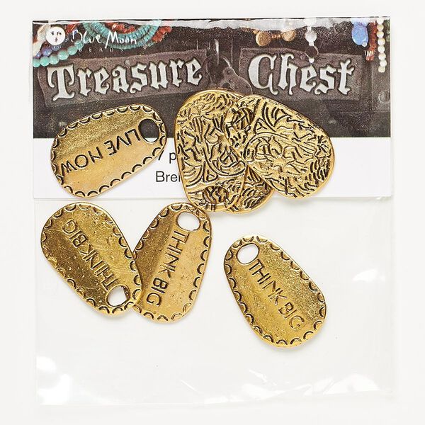 Drop, antique gold-finished "pewter" (zinc-based alloy), 26x16mm teardrop. Pkg/7. image number 0