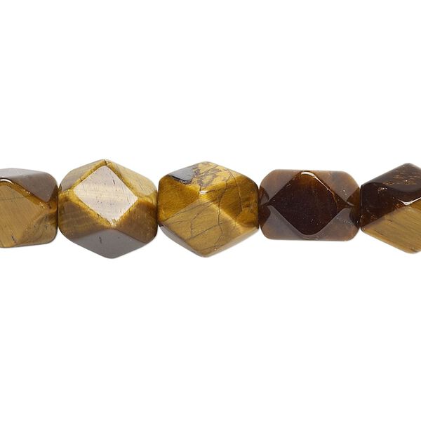 Tigereye 1pkg1, tumbled faceted pebble bead natural 15.5-16 inch medium image number 0