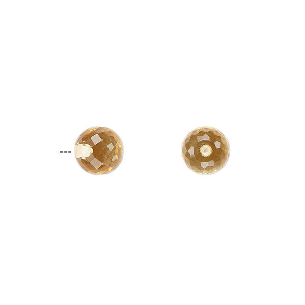 Citrine 1pkg2, half-drilled faceted round bead 6mm image number 0
