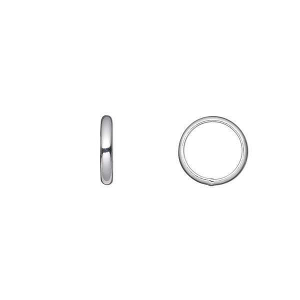 Jump ring, sterling silver, 10mm soldered round, 7.5mm inside diameter, 12 gauge. Sold per pkg of 10. image number 0