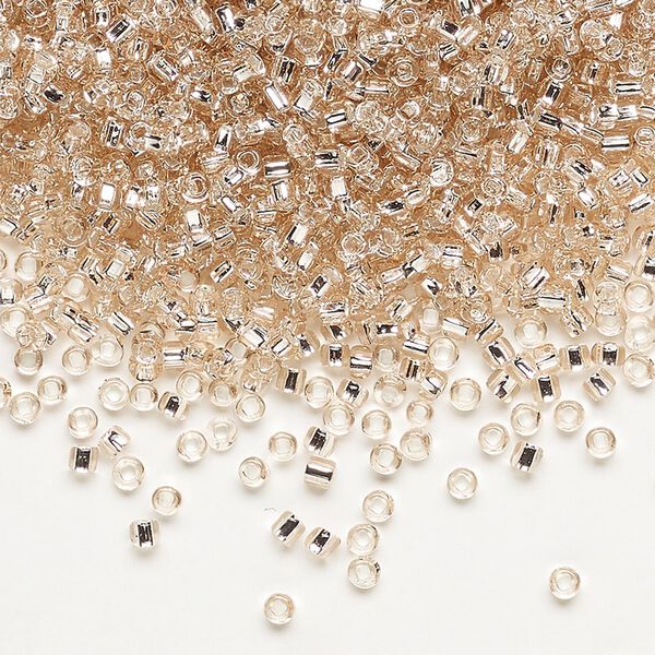 Seed bead, Dyna-Mites™, glass, pkg/40g, #11 round, transparent silver-lined light pink, (69:SR 11/0 SR). image number 0