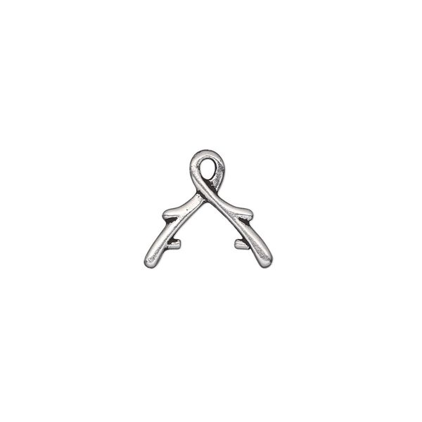 Bail, TierraCast®, ice-pick, antique silver-plated pewter (tin-based alloy), 13x8mm with vine design, 4mm grip length. Sold per pkg of 20. image number 0