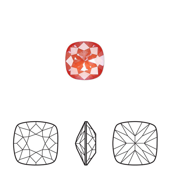 Fancy stone 2pk crystal orange ignite, Crystal Passions® 10mm cushion 4470 image number 0