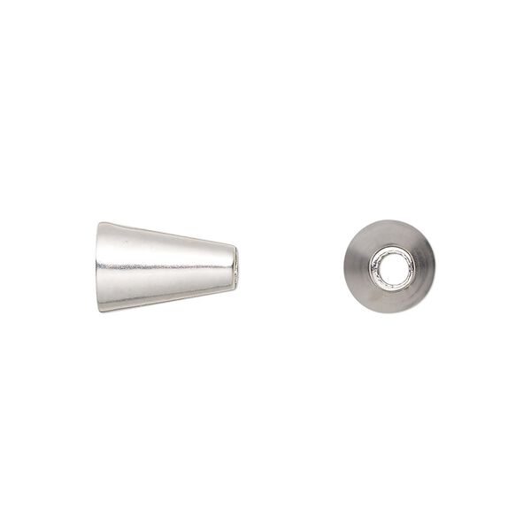 Bead, sterling silver, 11x8mm smooth cone, 2.5mm inside diameter. Sold per pkg of 6. image number 0