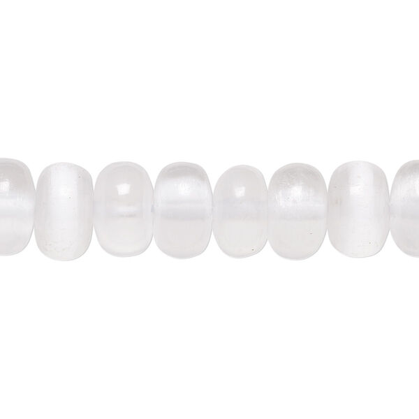 Bead, selenite (waxed), 10x6mm-10.5x7mm rondelle, B grade, Mohs hardness 2 to 2-1/2. Sold per 8-inch strand, approximately 30 beads. image number 0