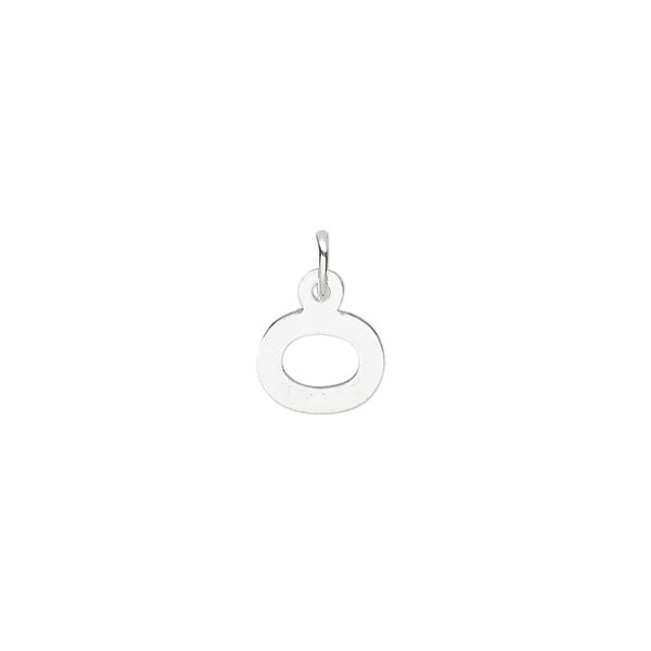 Charm, sterling silver, 8x7mm block alphabet letter "O." Sold individually. image number 0