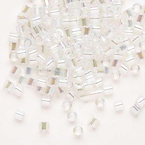 Seed bead, Delica®, glass, pkg/250g, #8 round, translucent rainbow crystal clear (DBL-0051). image number 0