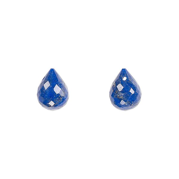 Lapis lazuli 1pkg2, hand-cut top-drilled faceted teardrop bead natural 10x8mm image number 0