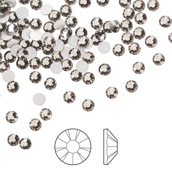 Flat back 1440pk black diamond foil back, Preciosa MAXIMA Czech crystal rhinestone 3-3.2mm chaton rose round SS12 image number 0