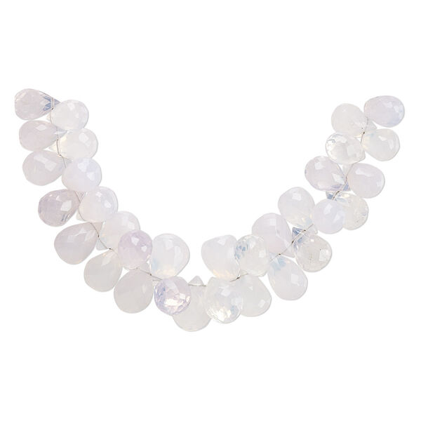 Lavender quartz 1pkg1, hand-cut top-drilled faceted briolette bead natural 4 inch 8x6mm-11x7mm image number 0