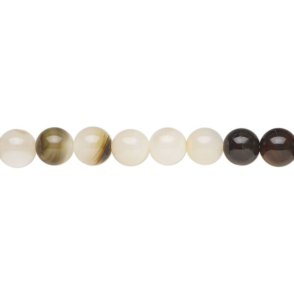 Bead, black lip shell (natural), 6mm round, Mohs hardness 3-1/2. Sold per 15-1/2 to 16-inch strand. image number 0