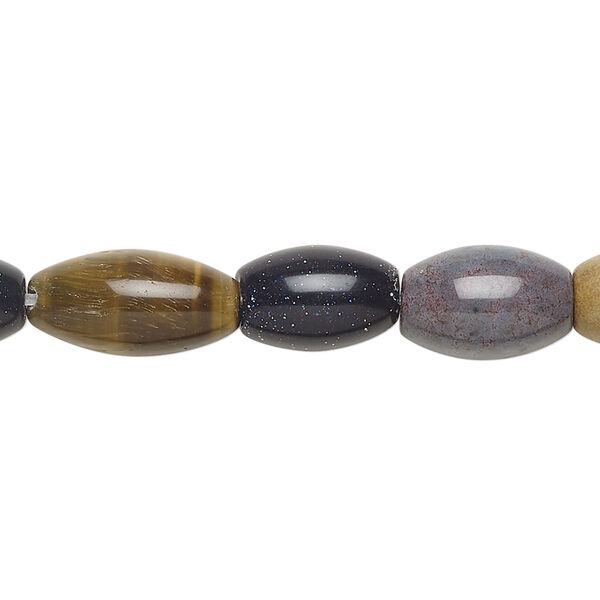 Multi-gemstone 1pkg1, oval bead C grade, 15 inch 11x7mm-12x8mm image number 0