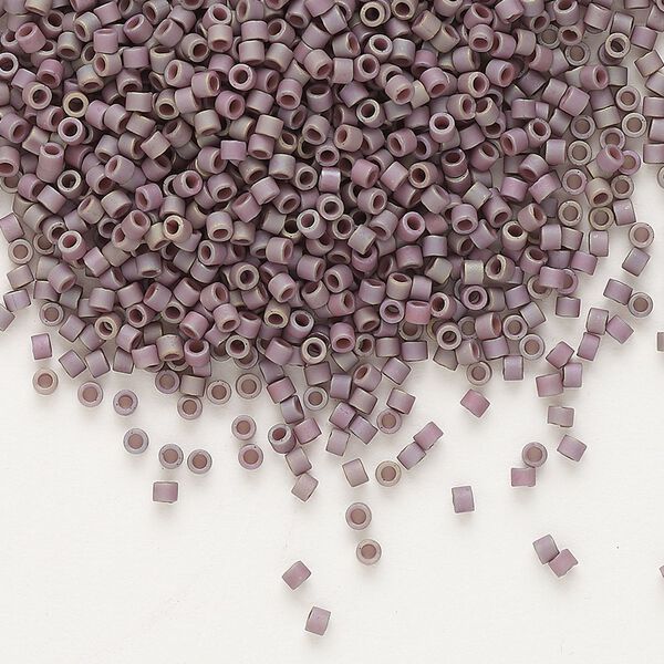 Seed bead, Delica®, glass, pkg/250g, #11 round, opaque matte metallic gold iris purple sage (DB-1062). image number 0