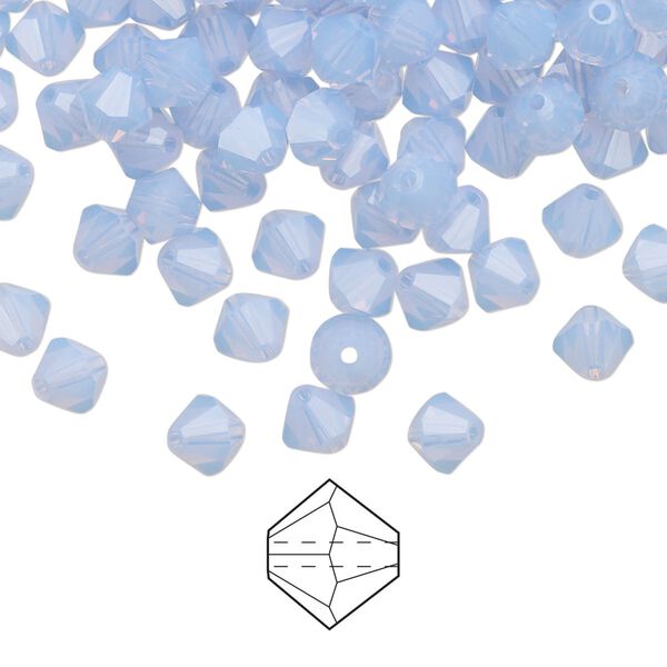 Bead 24pk light sapphire opal, Preciosa Czech crystal 5mm bicone image number 0