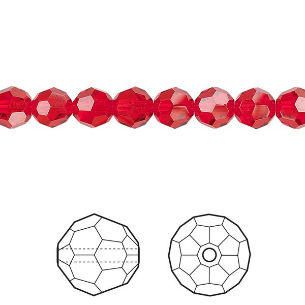 Bead 12pk light Siam, Crystal Passions® 6mm round 5000 image number 0