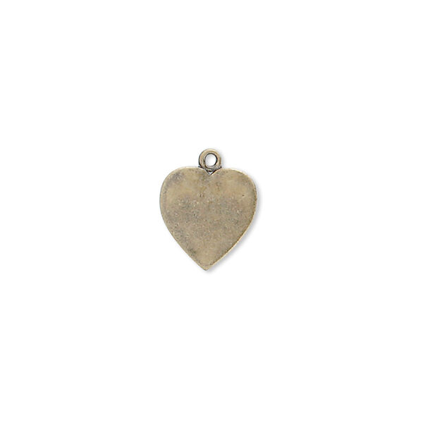 Charm, antique gold-plated brass, 11x10mm heart. Sold per pkg of 10. image number 0
