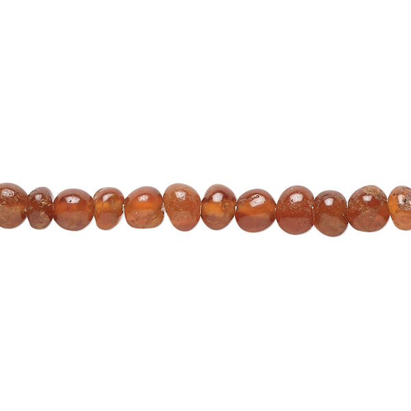 Hessonite garnet 1pkg1, hand-cut pebble bead natural 14 inch small image number 0