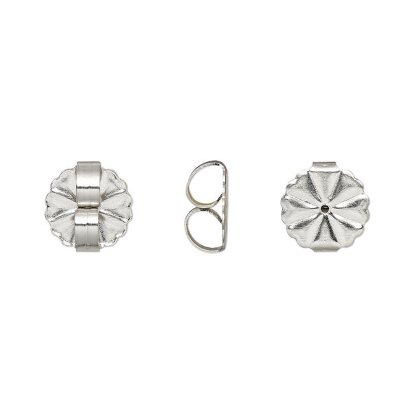 Earnut, stainless steel, 9.5mm round flower. Sold per pkg of 20 pairs. image number 0