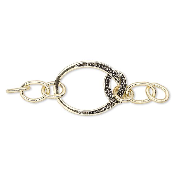 Focal, antique gold-finished bronze, 69x20mm single-sided with 28x20mm oval knot. Sold individually. image number 0