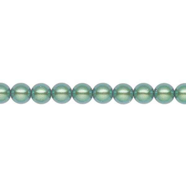 Pearl 50pk pearlescent green, Preciosa Czech crystal 5mm round image number 0