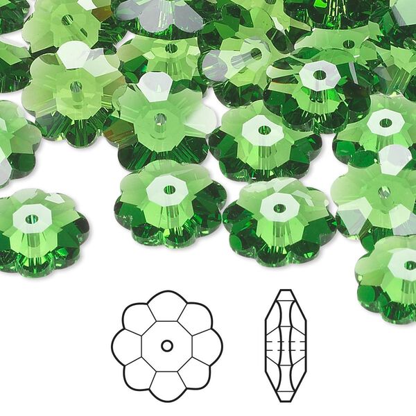 Margarita flower 144pk fern green, Swarovski® 12x4mm 3700 image number 0