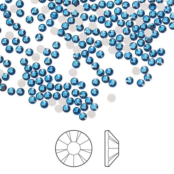 Flat back 144pk Capri blue foil back, Preciosa MAXIMA Czech crystal hotfix rhinestone 1.9-2.1mm chaton rose round SS6 image number 0