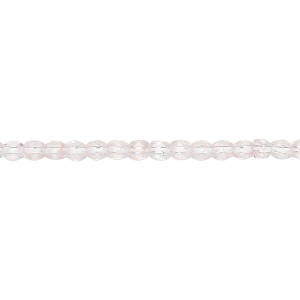 Bead, Czech fire-polished glass, clear and pink, 3mm faceted round. Sold per 16-inch strand, approximately 130 beads. image number 0