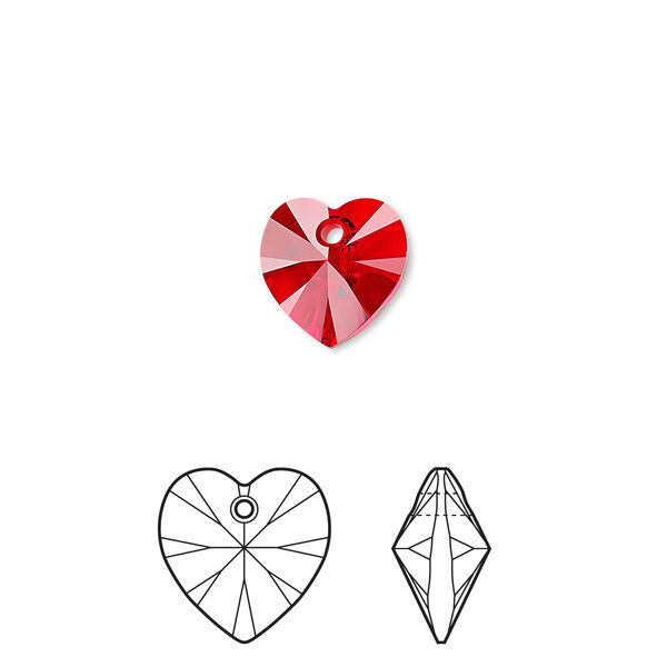 Drop 288pk light Siam, Swarovski® 10mm pendant heart 6228 image number 0
