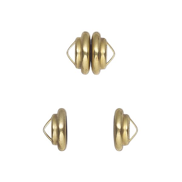 Clasp, Mag-Lok®, magnetic, brass, 10.8x7.7mm rondelle. Sold individually. image number 0