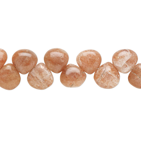 Sunstone 1pkg1, hand-cut top-drilled puffed teardrop bead natural 9 inch 7-9mm image number 0