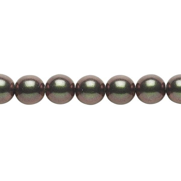 Bead, Czech glass druk, metallic green, 8mm round. Sold per 15-1/2" to 16" strand, approximately 50 beads. image number 0
