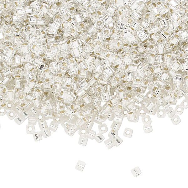 Seed bead, Miyuki, glass, pkg/25g, 1.8mm square, transparent silver-lined crystal clear, (SB-1). image number 0