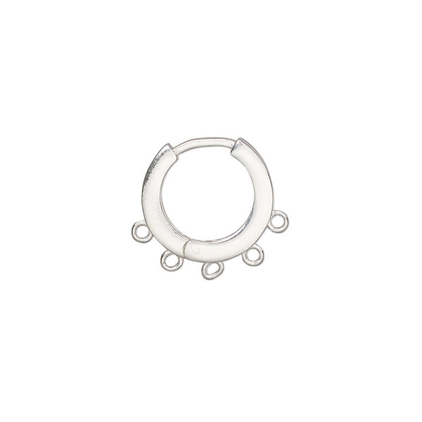 Earring, sterling silver, 14mm round hoop with square tube and 5 closed loops and hinged closure. Sold per pair. image number 0