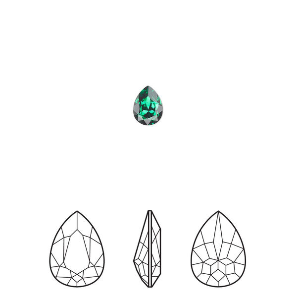Fancy stone 360pk majestic green foil back, Swarovski® 6x4mm pear 4320 image number 0