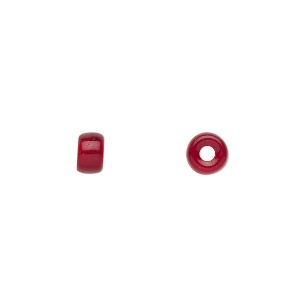 Bead, Czech pressed glass, ruby red, 6x4mm crow. Sold per 15-1/2" to 16" strand, approximately 100 beads. image number 0