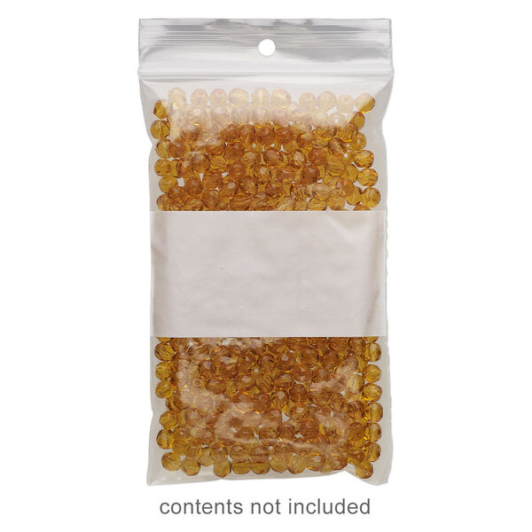 Bag, Tite-Lip™, plastic, clear and white, 3x5-inch top zip with block and hole. Sold per pkg of 100. image number 0