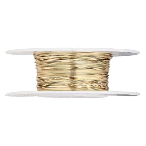 Wire, 12Kt gold-filled, half-hard, round, 30 gauge. Sold per 1/4 ounce spool. image number 0