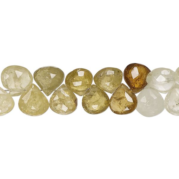 Grossularite garnet 1pkg1, hand-cut top-drilled faceted puffed teardrop bead natural 8 inch 7x6mm-8x8mm image number 0