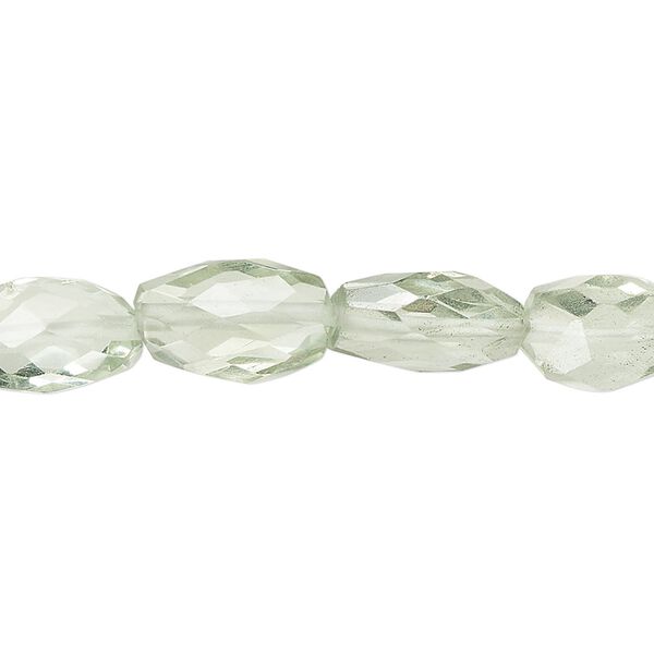 Green quartz 1pkg1, hand-cut faceted flat nugget bead 7 inch small image number 0