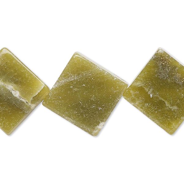 Olive new "jade" 1pkg1, flat diamond bead natural C grade, 15 inch 18x17mm-22x20mm image number 0