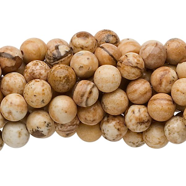 Picture jasper 1pkg10, round bead natural 15.5-16 inch 6mm image number 0