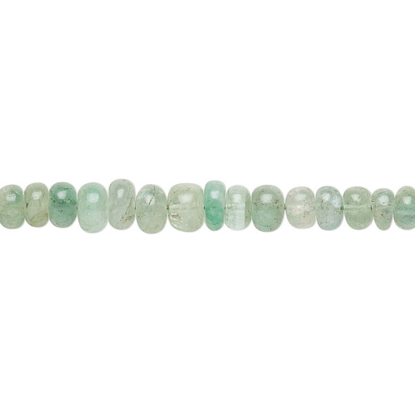 Bead, emerald (oiled), light, 3x1mm-6x3mm graduated hand-cut rondelle with 0.4-1.4mm hole, C- grade, Mohs hardness 7-1/2 to 8. Sold per 8-inch strand. image number 0