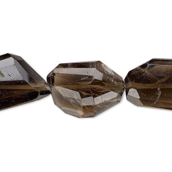 Smoky quartz 1pkg1, hand-faceted flat nugget bead 6 inch medium image number 0